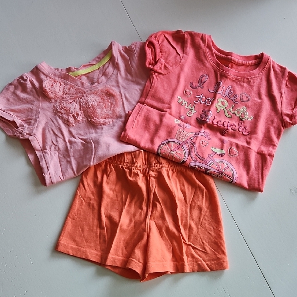 Joe Fresh Pink and Orange Kids Tees and Shorts Set